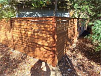 <b>5' high Cedar Horizontal Board Fence  Boards 4 inch Cedar spaced apart</b>